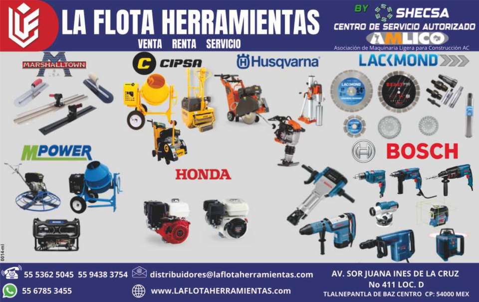 The Tools Fleet invites you to the CIHAC EXPO event FROM OCTOBER 9 TO 11 CITIBANAMEX CENTER, CDMX VISIT US IN AREA A STAND A013. Mixers, Vibratory Rollers, Lighting Towers,