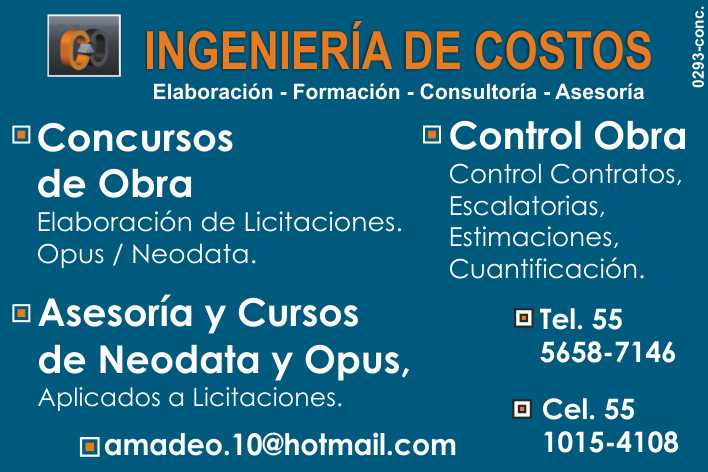 Elaboracion de Licitaciones, Opus / Neodata, Control contratos, Escalatorias, Estimaciones, Cuantificacion. Asesoria y Cursos Neodata y Opus, Aplicados a Licitaciones,