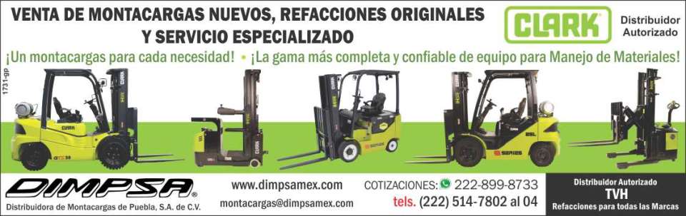 Contamos con la Gama mas Completa y Confiable de Equipo para Manejo de Materiales. Distribuidor Autorizado de Montacargas Clark