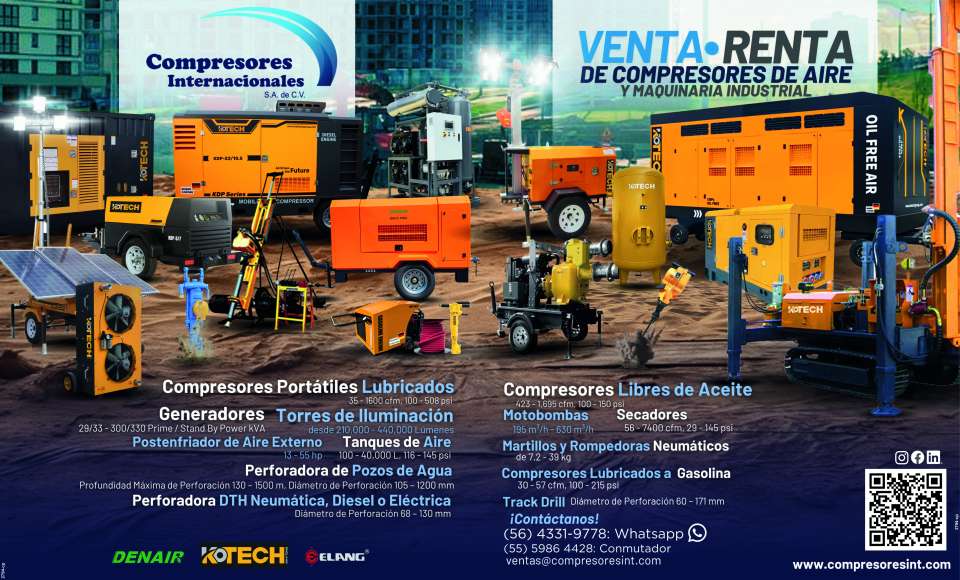 Sale-Rental of air compressors and industrial machinery. Generators, Lighting towers, External air aftercooler, Air tanks, Water well drilling rig, Motor pumps, Track Drill