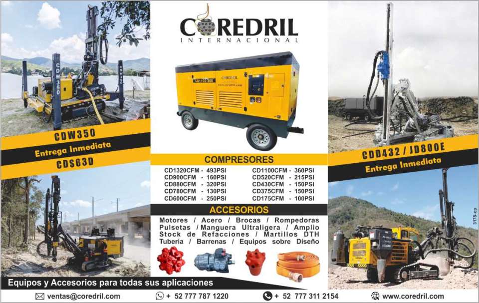 Sale, rental of drilling equipment and machinery, tricone bits, industrial hoses, drag bits, fluids, reverse circulation equipment, compressors and much more.