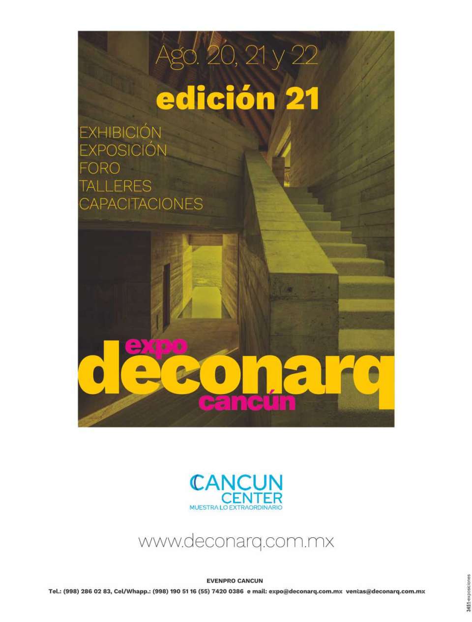 Expo DECONARQ Cancun del 13 al 15 de Agosto 2025, en Cancun Center. Exhibicion, Exposicion, Foro, Talleres, Capacitaciones.