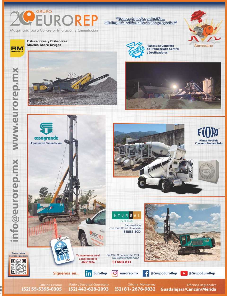 Portable Concrete Production Plants, Concrete Pumps and Blasters, Portable Crushing and Screening Equipment, Micro Drills, Mini Crushers, Foundation Drills.