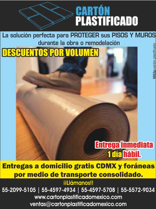 Carton Plastificado, solucion perfecta para proteger sus pisos y muros durante la obra o remodelacion