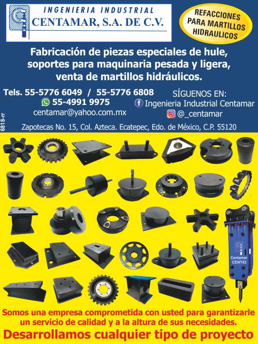 Fabricacion de piezas especiales de hule, soportes para maquinaria pesada, soportes para maquinaria ligera. Refacciones para Martillos Hidraulicos.