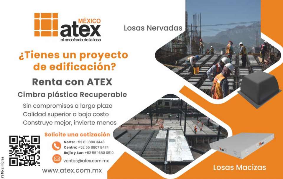 atex MEXICO el encofrado de la losa. Renta con ATEX Cimbra plastica recuperable, sin compromisos a largo plazo, calidad superior a bajo costo, construye mejor, invierte menos. Losas Nervadas, Macizas