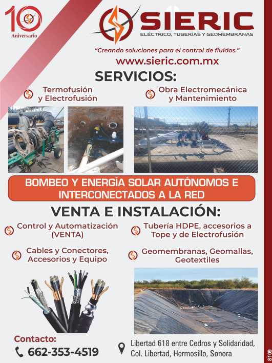 Termofusion y Electrofusion. Obra Electromecanica y Mantenimiento.Bombeo y Energia Solar. Venta e Instalacion: Tuberia HDPE.Cables y Conectores, Geomembranas, Geomallas y Geotextiles.Kit Bomba Solar