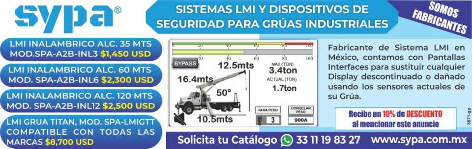 RECEIVE 10% DISCOUNT WHEN YOU MENTION THIS AD. Manufacturers of LMI Systems and Safety Devices for Industrial Cranes, we have Interface Screens to replace any Display.