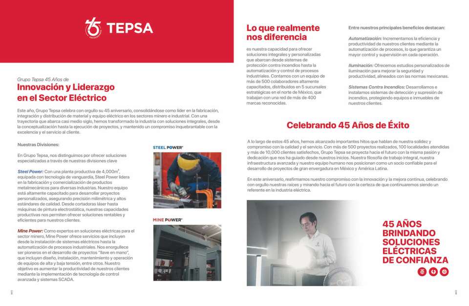 TEPSA Group 45 years of Innovation and Leadership in the Electrical Sector. Providing reliable electrical solutions.