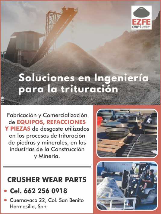 Manufacturing and marketing of equipment, spare parts and wear parts used in stone and mineral crushing processes in the construction and mining industries